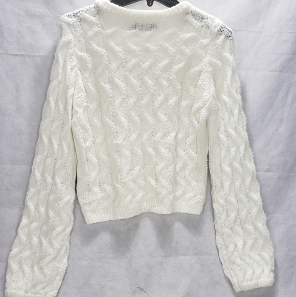 Volcom Sweater Small White Cable Knit Cropped - Picture 8 of 14